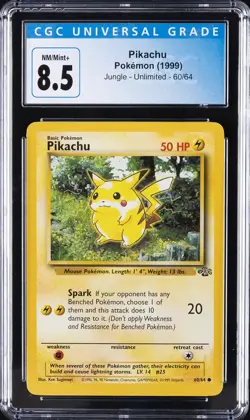 1999 POKEMON JUNGLE #60 PIKACHU CGC 8.5 - Image 1