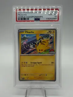 2024 POKEMON SVP EN-SV BLACK STAR PROMO WORLD CHAMPIONSHIPS #190 PIKACHU PSA 10 - Image 1
