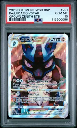 2023 POKEMON SWSH BLACK STAR PROMO #291 FULL ART/LUCARIO VSTAR PSA 10 - Image 1