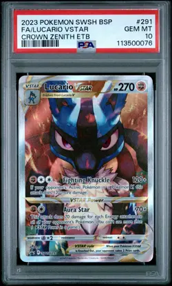 2023 POKEMON SWSH BLACK STAR PROMO #291 FULL ART/LUCARIO VSTAR PSA 10 - Image 1