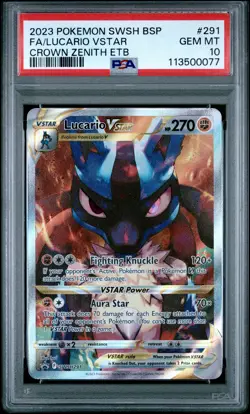 2023 POKEMON SWSH BLACK STAR PROMO #291 FULL ART/LUCARIO VSTAR PSA 10 - Image 1