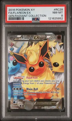 2016 POKEMON XY GENERATIONS RADIANT COLL #RC28 FULL ART/FLAREON EX PSA 8 - Image 1