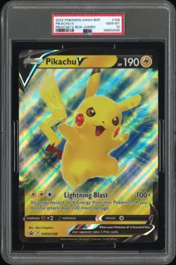 2022 POKEMON SWSH BLACK STAR PROMO PIKACHU V BOX-TAG #198 PIKACHU V PSA 10 - Image 1