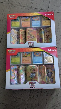 Lot of 2✅ Pokemon Scarlet & Violet 151 5-pack Mini Tins + 4 Promo Cards ✅ Costco - Image 1