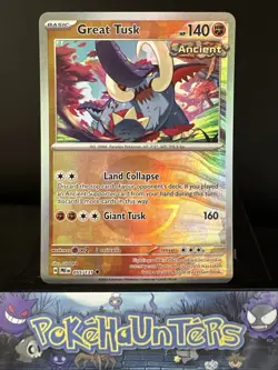Pokemon Card Great Tusk 055/131 Poke Ball Reverse Holo Prismatic Evolutions NM - Image 1