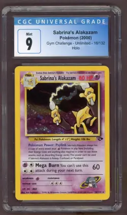 Sabrinas Alakazam 16/132 Gym Challenge Holo Rare Pokemon Card CGC 9 SWIRL - Image 1