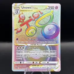 Unown VSTAR 199/195 Silver Tempest Hyper Rare Full Art Pokemon Card Near Mint - Image 1