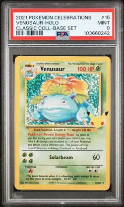 PSA 9 Venusaur Pokemon Celebrations Base Set Classic Holo Rare Card 15/102 Mint - Image 1