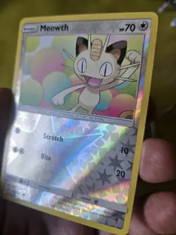REVERSE HOLO Pokemon Card Sun & Moon Team Up TCG Card Meowth 125/181 - Image 5
