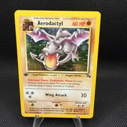 1st Edition Aerodactyl 1/62 PRERELEASE Brown Stamp Fossil Holo 1999 Pokemon Card - Image 1