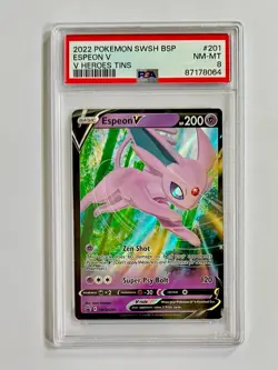 2022 Pokemon Espeon #201 V SWSH SWSH: Sword & Shield Promo Card Holo PSA 8 NM-MT - Image 1