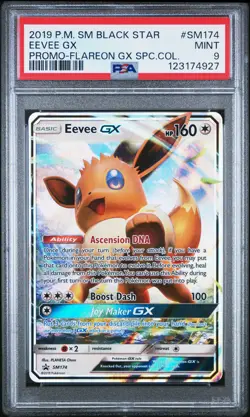 2019 POKEMON SM BLACK STAR PROMO FLAREON GX SPECIAL COLL #SM174 EEVEE GX PSA 9 - Image 1