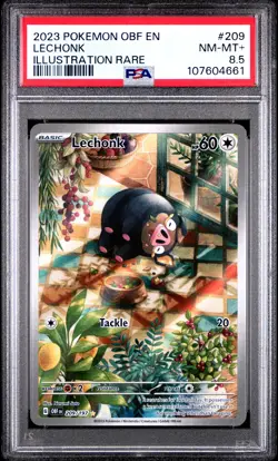 2023 POKEMON OBF EN-OBSIDIAN FLAMES ILLUSTRATION RARE #209 LECHONK PSA 8.5 - Image 1