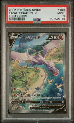 2022 POKEMON SWORD & SHIELD LOST ORIGIN #180 FULL ART/AERODACTYL V PSA 9 - Image 1