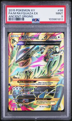 2015 POKEMON XY ANCIENT ORIGINS #98 FULL ART/M RAYQUAZA EX PSA 9 - Image 1
