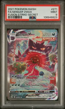 2021 POKEMON SWORD & SHIELD FUSION STRIKE SECRET #271 FULL ART/GENGAR VMAX PSA 9 - Image 1