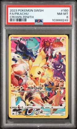 PSA 8 Pikachu 160/159 Secret Rare 2023 Pokemon Crown Zenith #160 FA Full Art - Image 1