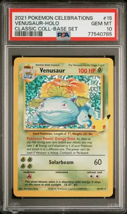 2021 Pokemon Celebrations Classic Collection #15 Venusaur-Holo PSA 10 - Image 1