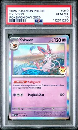2025 POKEMON PRE EN-PRISMATIC EVOLUTIONS POKEMON DAY 2025 #040 SYLVEON PSA 10 - Image 1