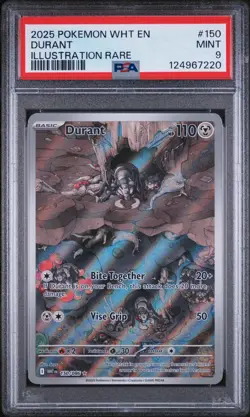 2025 POKEMON WHT EN-WHITE FLARE ILLUSTRATION RARE #150 DURANT PSA 9 - Image 1