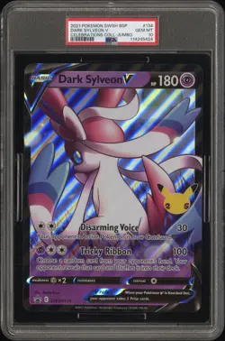2021 POKEMON SWSH BLACK STAR PROMO CELEBRATIONS COLL-TAG DARK SYLVEON V PSA 10 - Image 1
