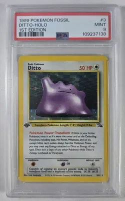 DITTO HOLO PSA 9 1999 POKEMON FOSSIL #3/62 1ST EDITION MINT - Quick Ship - Image 1