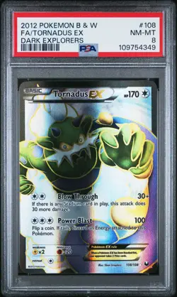 2012 POKEMON B&W DARK EXPLORERS #108 FULL ART/TORNADUS EX PSA 8 - Image 1
