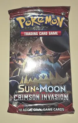 Pokemon Sun & Moon Crimson Invasion 10 Card Sealed Booster Pack - Image 1