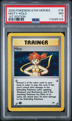 2000 POKEMON GYM HEROES 1ST ED #18 MISTY-HOLO PSA 7 - Image 1