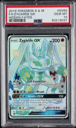 2019 POKEMON SUN & MOON HIDDEN FATES #SV65 FULL ART/ZYGARDE GX PSA 10 - Image 1