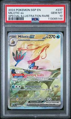 2024 POKEMON SSP EN-SURGING SPARKS SPECIAL ILLUSTRATION RARE MILOTIC EX PSA 10 - Image 1