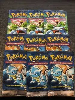 LOT 9 BOOSTERS POKEMON SET DE BASE EDITION 1 / 3 ARTSETS VIDE / EMPTY ! - Image 1