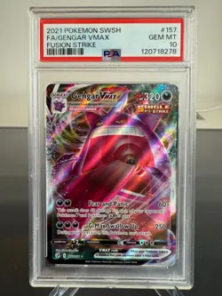 Pokemon TCG PSA 10 Gem MINT Gengar VMax 157/264 Fusion Strike English - Image 1