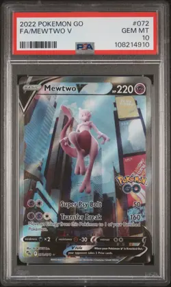 2022 POKEMON GO #072 FULL ART/MEWTWO V PSA 10 - Image 1