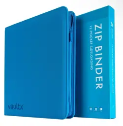 VaultX 12 Pocket Exo-Tec Zip Binder Neon Blue - Holds 480 Cards IN HAND - Image 1