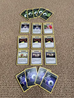 1999 Pokemon Unlimited Base Set Team Rocket Trainer Energy Card Bundle x18 Cards - Image 1