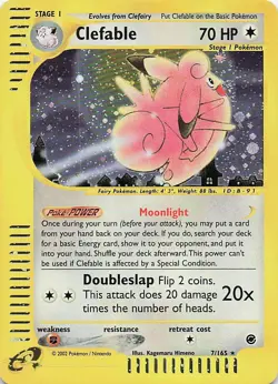 Pokemon TCG Clefable Expedition Base Holo Swirl 💫 7/165 Vintage Rare. NEAR MINT - Image 1