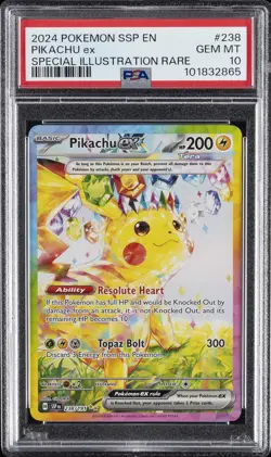 2024 POKEMON SSP EN-SURGING SPARKS SPECIAL ILLUSTRATION RARE PIKACHU EX PSA 10 - Image 1