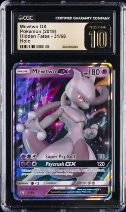 2019 POKEMON HIDDEN FATES, HOLO #31/68 MEWTWO GX CGC 10 PRISTINE - Image 1