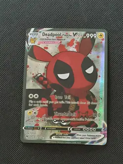 DEADPOOL PIKACHU POKEMON COSPLAY CARTE CARD NEW HOLO PRISM MANGA MARVEL DC COMIC - Image 3
