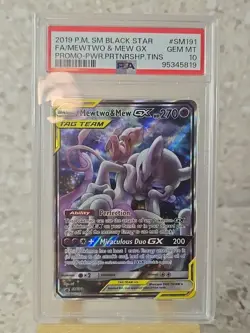 Pokemon Mewtwo & Mew GX Tag Team Promo Full Art Card SM191 PSA 10 - Image 2