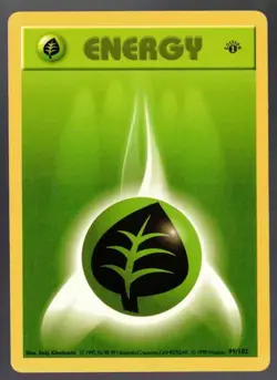 Grass Energy 99/102 1st Edition Shadowless Base Set MP Pokemon TCG WOTC - Image 1