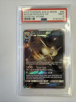 2018 POKEMON SUN & MOON ALOLAN RATICATE GX CELESTIAL STORM PSA MINT 9 #85 - Image 2