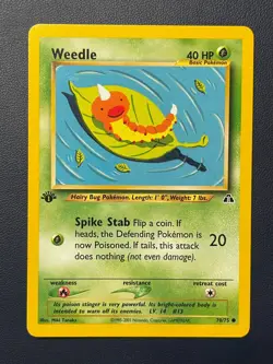 1x Pokemon TCG - WEEDLE - 1ST EDITION - 70/75 - WOTC - NEO DISCOVERY (2001) - LP - Image 1