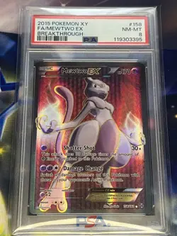 2015 POKEMON XY BREAKTHROUGH #158 FULL ART/MEWTWO EX PSA 8 - Image 1