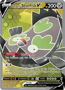 Pokemon - 184/189 - Galarian Stunfisk V (Full Art) - Darkness Ablaze - Image 1