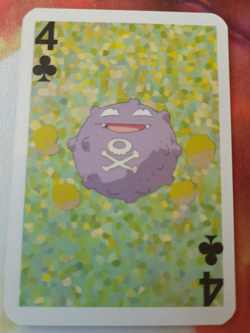 Pokemon Koffing 4 of Clubs 1999 Mini Deck Playing Cards 2.5x1.75in NM - Image 1
