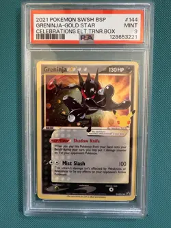 Pokemon TCG SWSH144 Greninja Gold Star Celebrations Card PSA 9 - Image 1