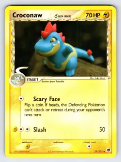 Crocnoaw 27/101 2006 EX Dragon Frontiers Pokemon Card TCG Yuka Morii Artwork Nm - Image 1
