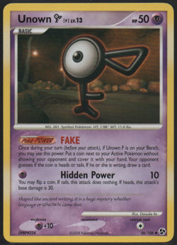 Unown [F] 56/106 Great Encounters 2008 Uncommon Lightly Played Pokemon Card TCG - Image 1